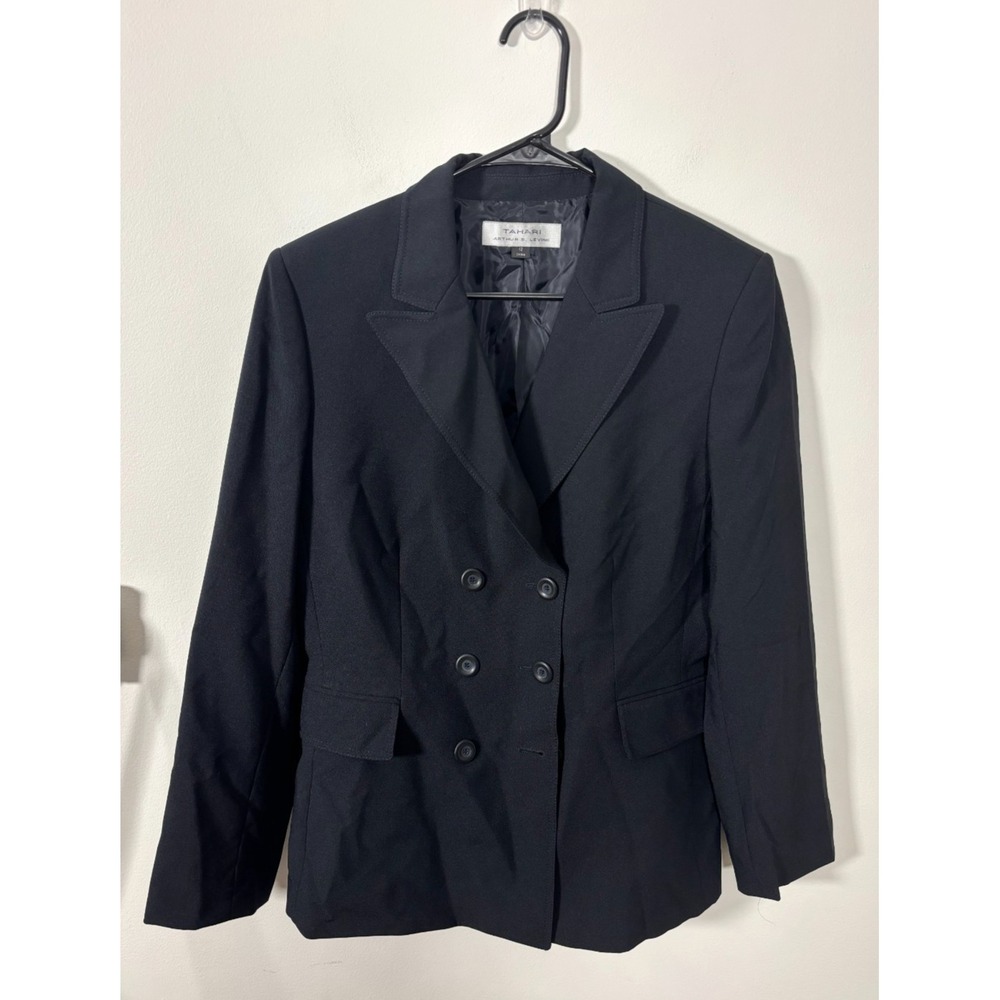Tahari Arthur S Levine Women's Double Breasted Blazer Jacket Size 12 Black